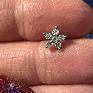 Nose Ring- Flower Shape Stud 20G Stainless Steel  L Bone Screw Shaped Nose Ring